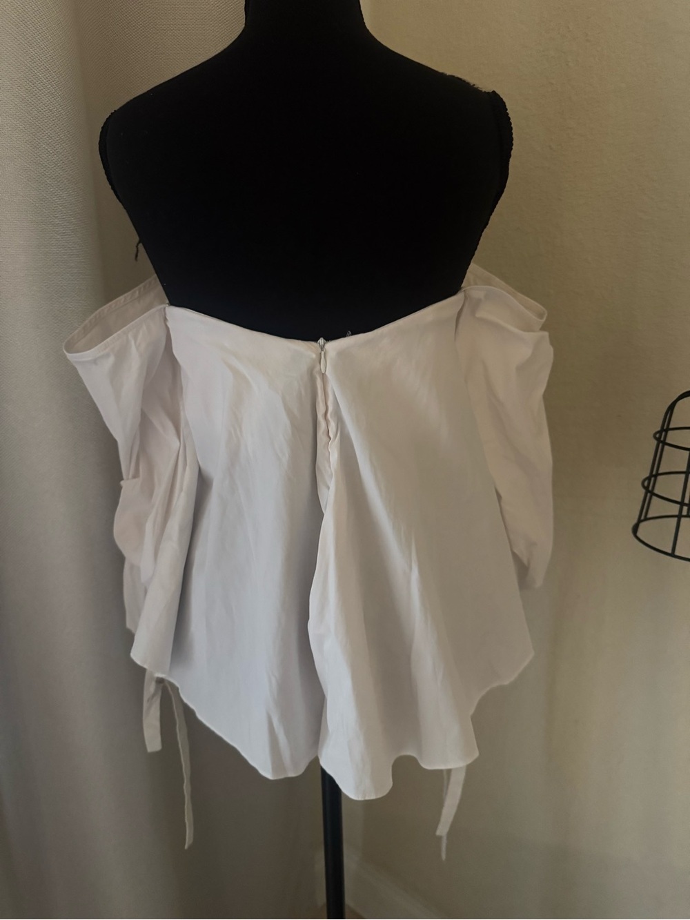 Cara Cara White Corset Off Shoulder Puff Sleeve Top Shirt Size M Cotton Blend - Picture 5 of 13